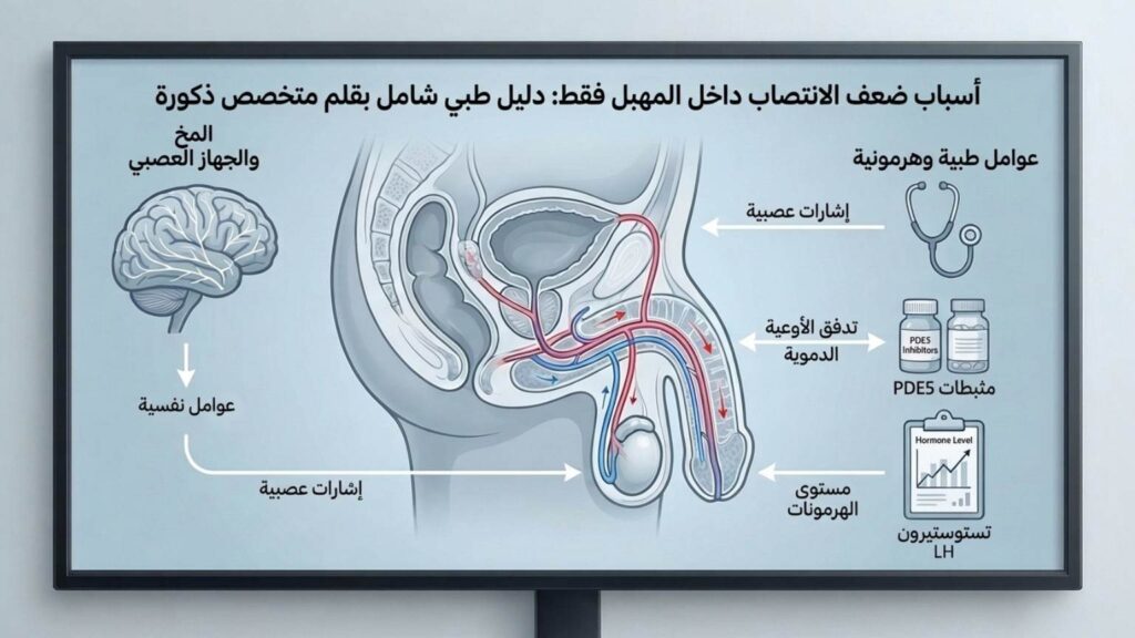 أسباب ضعف الانتصاب داخل المهبل فقط: دليل طبي شامل بقلم متخصص ذكورة